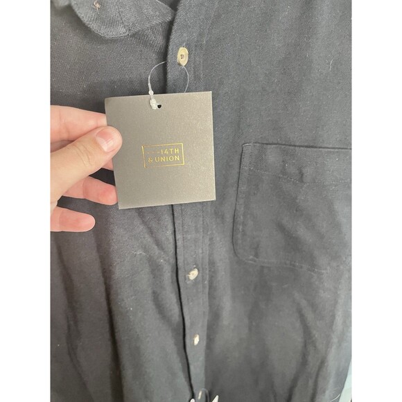 Men's 14TH & UNION NORDSTROM Black Flannel Shirt Large NEW NWT Trim Fit - Picture 4 of 11